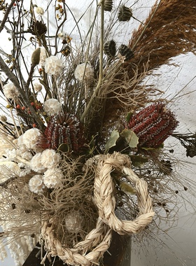 天然芦苇干花花束商场服装店家居客厅茶几桌面软装中古瓶插花摆件