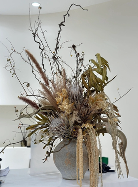 干花花束真花永生花中日式高级插花软装民宿服装店家居摆件侘寂风