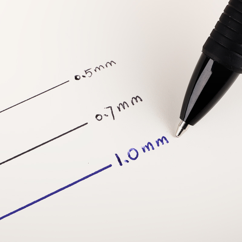 文正1.0mm圆珠笔黑色蓝色中油笔办公按动原子笔粗头签字笔芯伸缩 - 图1