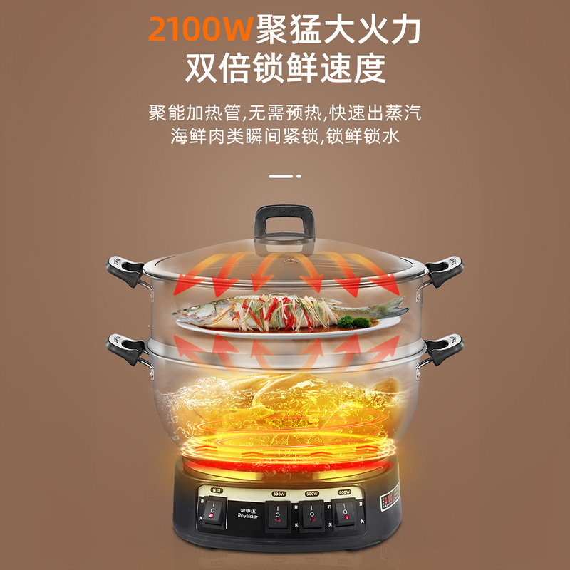 荣事达304不锈钢电炒锅多功能加厚家用蒸煮一体式炒菜锅电热火锅