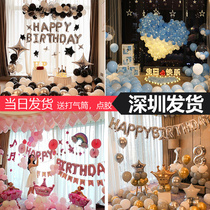 Net red happy birthday party balloon boy girl scene set supplies background wall baby year anniversary decorations