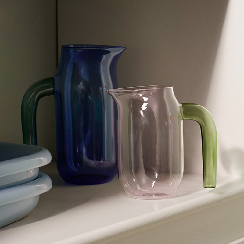 sort丹麦HAY彩色玻璃水壶JUG耐热硅硼玻璃壶北欧简约装饰摆件花瓶 - 图0