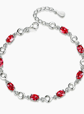 新款时尚气质深蓝之恋海蓝之心彩宝手链女 仿真红碧玺韩版手饰品