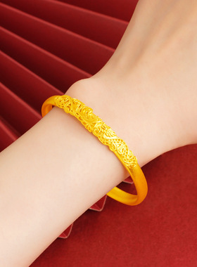 花型开口手镯女款 复古时尚手环高级感久不掉色手饰孔雀手镯 龙凤