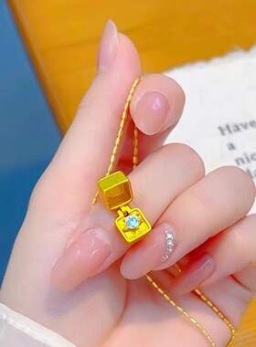 可爱惊喜可打开一枚鉆戒项链吊坠越南沙金抖音小红书同款小众设计