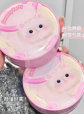 感官派对美肌轻柔秀颜气垫粉饼细腻贴肤不卡粉定妆遮瑕持久粉饼