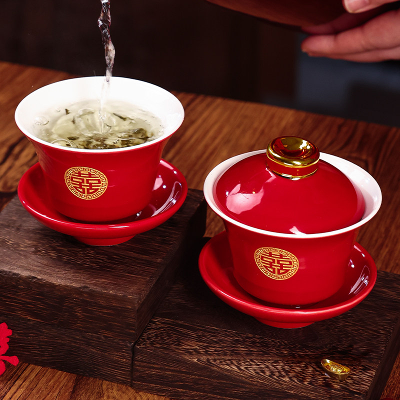 结婚敬茶杯套装婚礼新人改口敬茶杯子一对喜碗筷茶具婚庆用品大全,淘宝优惠券,粉丝福利购,淘宝优惠卷