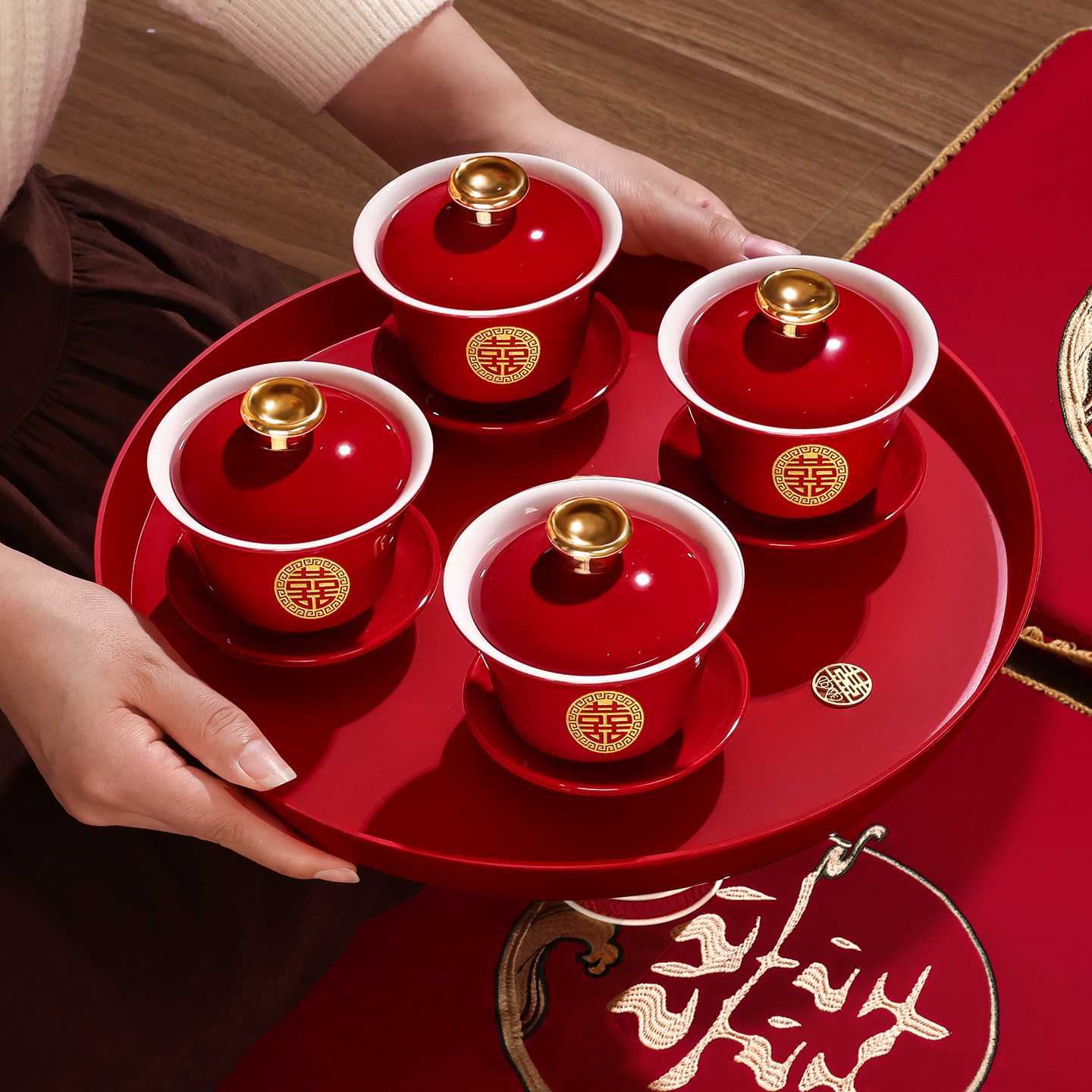 结婚敬茶杯套装婚礼新人改口敬茶杯子一对喜碗筷茶具婚庆用品大全,淘宝优惠券,粉丝福利购,淘宝优惠卷