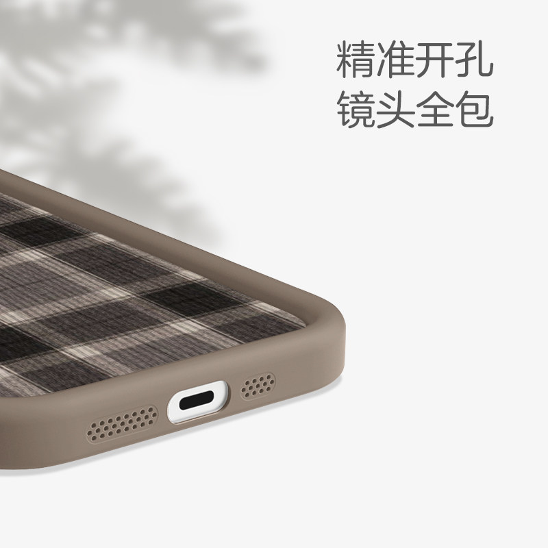 咖啡色秋冬经典黑格子iphone15手机壳适用苹果14小米13华为mate60全包P50荣耀90防摔vivo一加oppo网红ins风潮