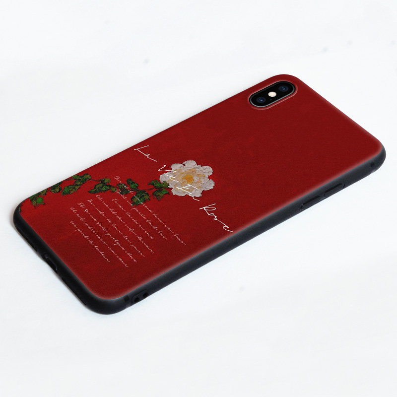 适用苹果12mini/xr/678pluse/11promax手机壳ins风复古英文红硅胶 - 图1