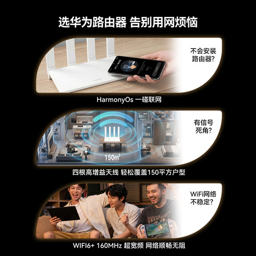 【顺丰当天发】华为WiFi6路由器千兆端口穿墙王家用大户型高速双千兆双频全屋覆盖无线WiFi7路由器AX3000Pro - 图2