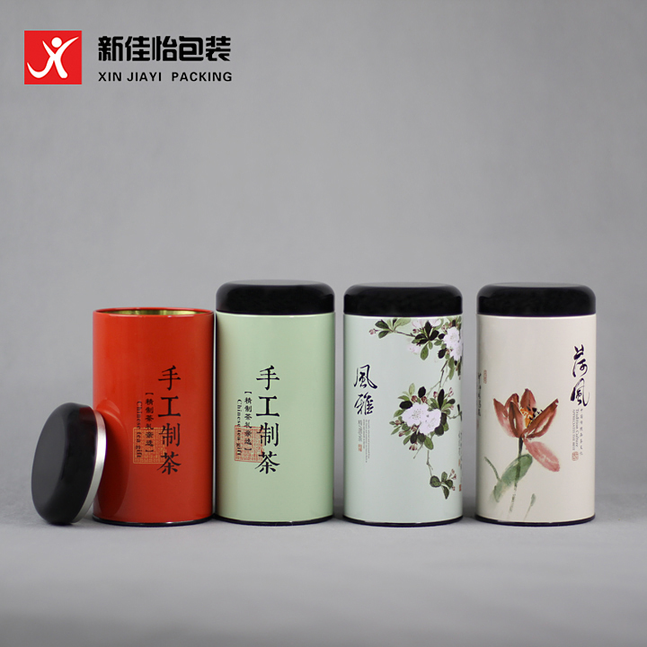 通用茶叶罐铁盒125克装 茶叶包装盒 圆形铁罐家用金属密封罐茶罐 - 图1