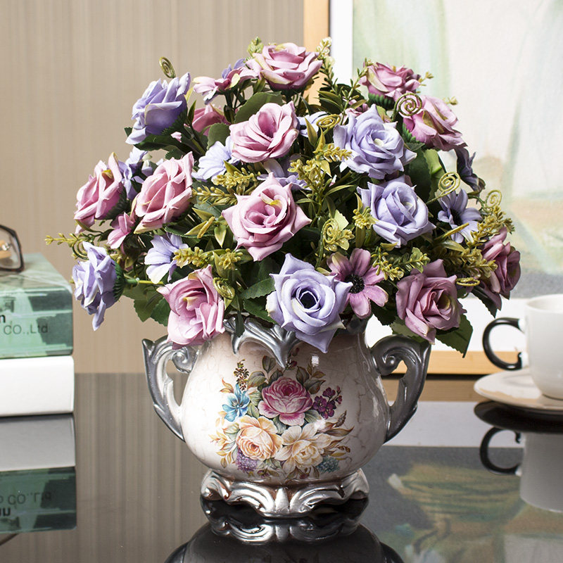 假花装饰餐桌摆花室内花艺家居摆件品客厅花瓶插花仿真饰品摆设 实用礼物推荐 始料不及礼物网