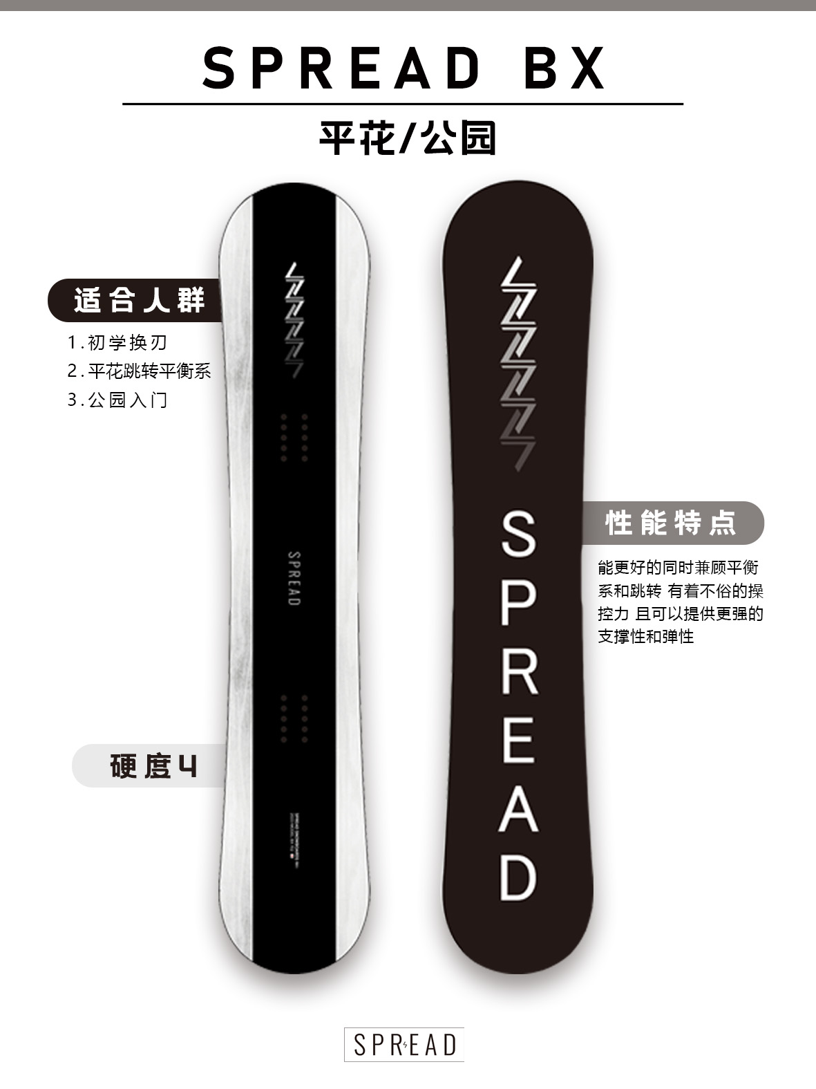 24新款SPREAD日本进口男款平花板LTB全能滑雪板BX - 图1