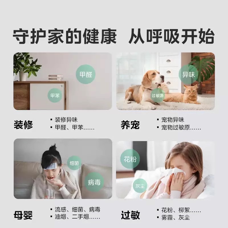 政府补贴美的森林家空气净化器P500除甲醛家用除菌烟味异味净化机