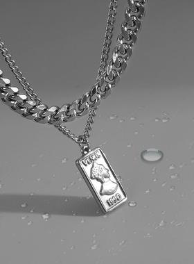 双层钛钢项链欧美风小众设计百搭