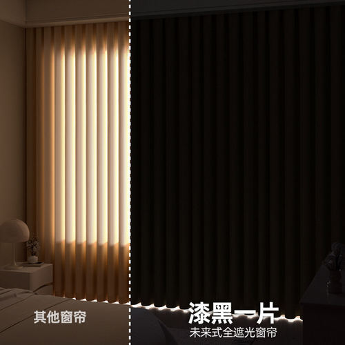 2026新款卧室挂钩式防晒隔热遮阳布不透光挡风全遮光窗帘主卧加厚 - 图2