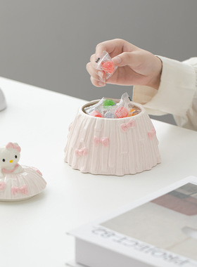 hellokitty可爱储物罐陶瓷少女心釉下彩糖果罐家居摆件首饰盒收纳