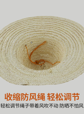 农民手工麦秆草帽大檐户外遮阳男