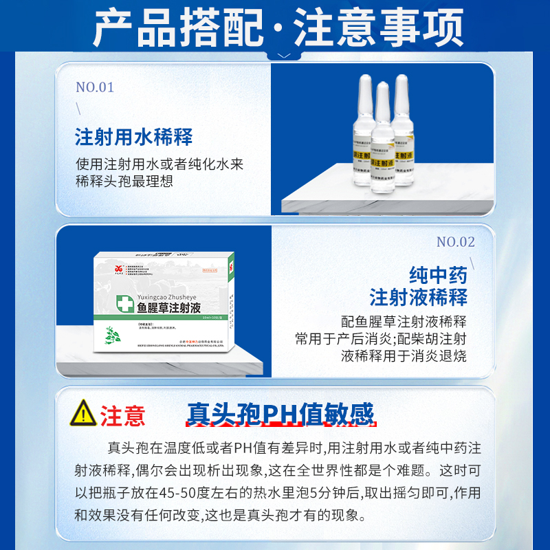 中龙神力头孢噻呋钠注射兽用猪用母牛羊针剂消炎鱼腥草注射液兽药-图1