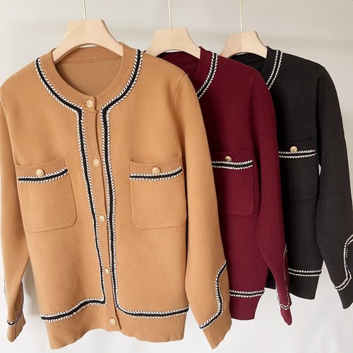 妈妈秋装气质针织套装中年女装短款外套中老年新款阔太太洋气上衣 - 图0