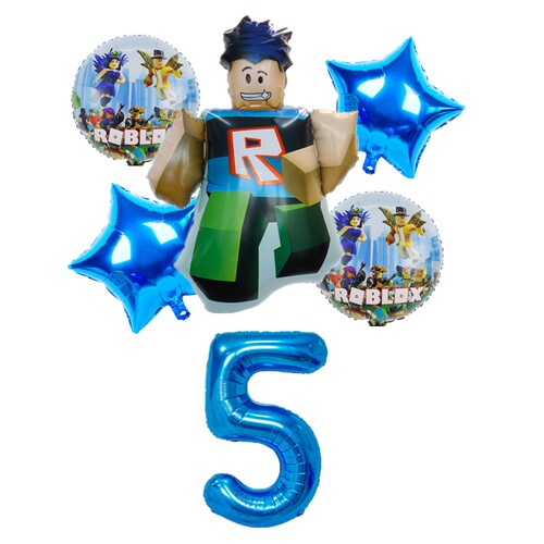 roblox机器人铝膜气球儿童男孩生日派对装饰罗布乐思数字星星气球 - 图0