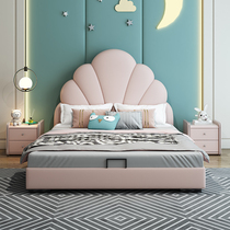 (Linest 800) Child really modern Jane about 1 5 m male girl shells bed light lavish genuine leather bed solid wood childrens bed