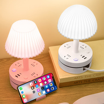 Multifunction socket one-piece platoon plug decoration table lamp minimalist modern home bedroom bedside headlights patch board 1322