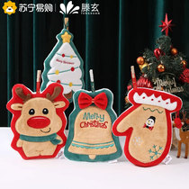 Tengen Christmas Hanging Polish Hand Towels Toilet Kitchen Rag Cloth Holiday Gift Pendant Ornament Handkerchief 1563