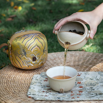 tens of thousands Hall Express Guest Cup Travel Tea Set Portable Tea Set One Pot Cup Of Tea Cup National Color Charm 2102
