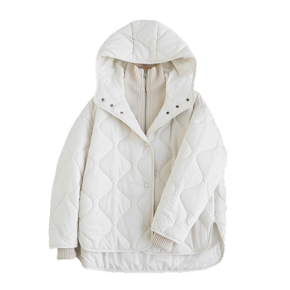 欧柜1.5K！叠穿假两件 轻量保暖葫芦绗缝连帽菱格棉服女秋G101808 - 图3