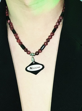 NAZOOM新中式麻石圆珠项链LOGO吊坠红色大理石锁骨链小众原创设计