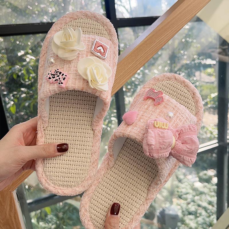 New cute non-slip flat soft bottom bow flowers