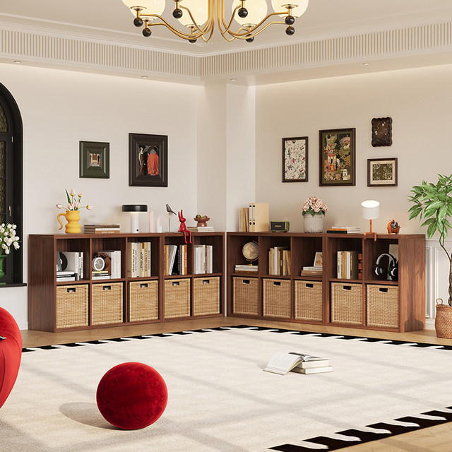 Medium style steel grid cabinet storage cabinet combination bookshelves