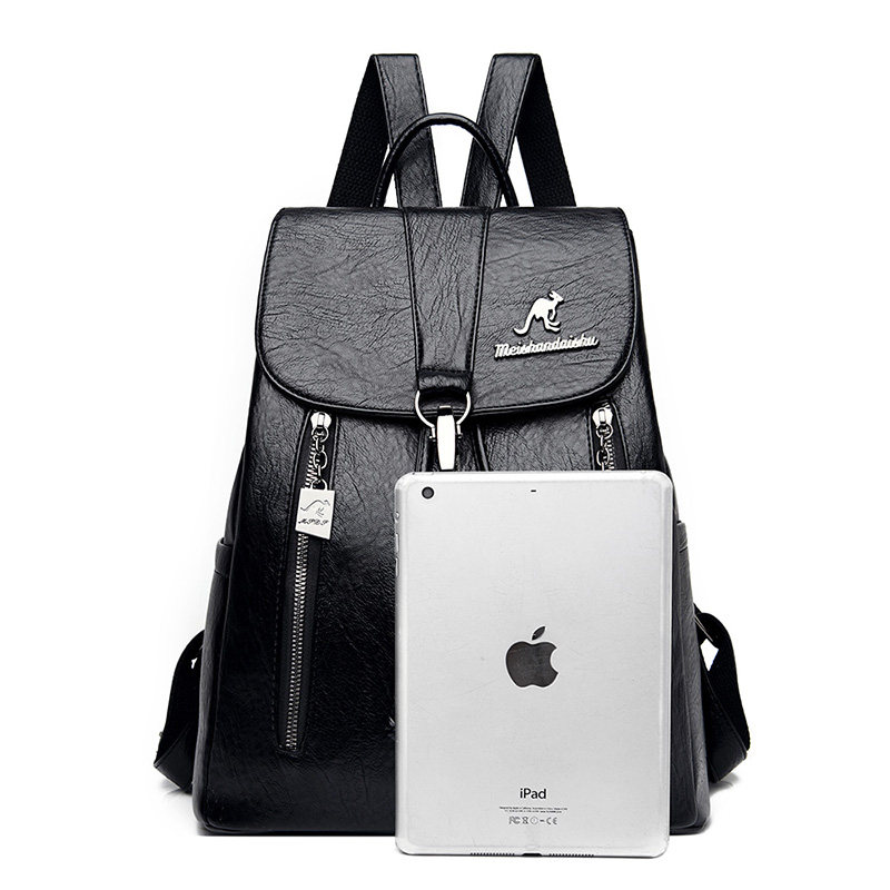 袋鼠正品真皮双肩包女2023新款时尚背包妈妈包牛皮软皮大容量旅行,淘宝优惠券,粉丝福利购,淘宝优惠卷