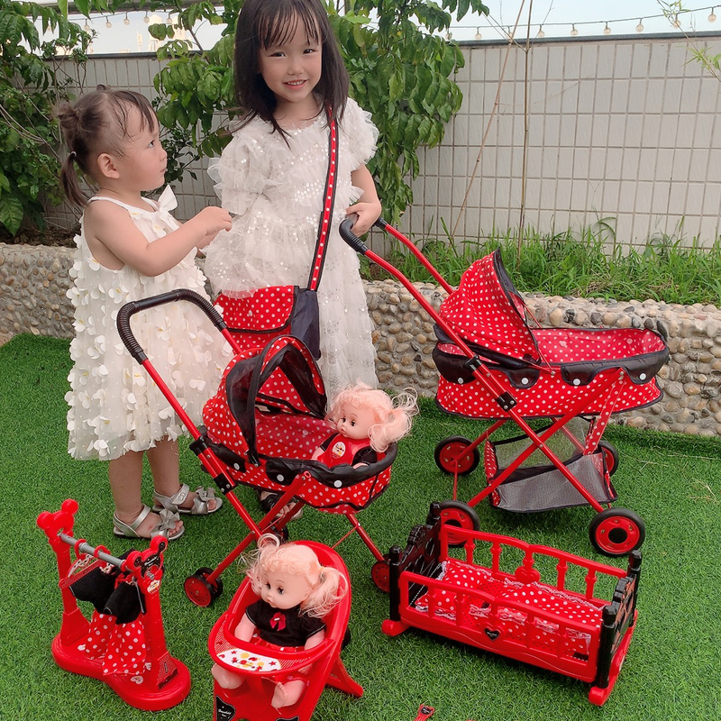 儿童手推车玩具女孩女童礼物过家家折叠带娃娃仿真铁杆宝宝购物车
