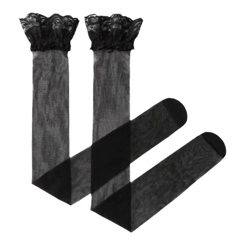 夏季薄款白过膝长筒情调黑床上性感蝴蝶结蕾花边半截大腿袜,淘宝优惠券,粉丝福利购,淘宝优惠卷