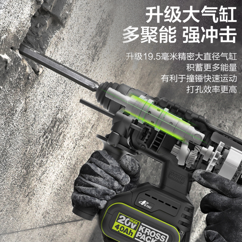 威克士锂电锤无刷WU387/388带电子脉冲离合多功能电捶电镐冲击钻-图1