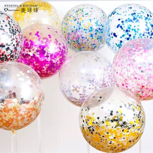 ins圆形气球亮片confetti 波波球填充物透明气球铝箔抛撒纸屑20g - 图1