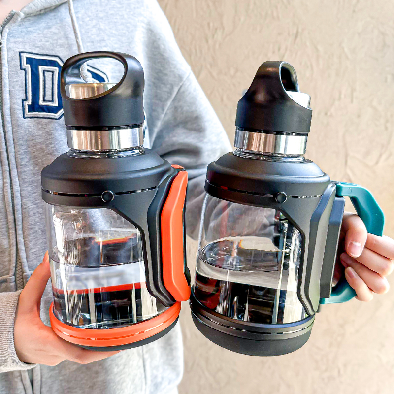 玻璃水壶男女士大容量带把手带盖茶水分离泡茶杯子家用耐高温水瓶