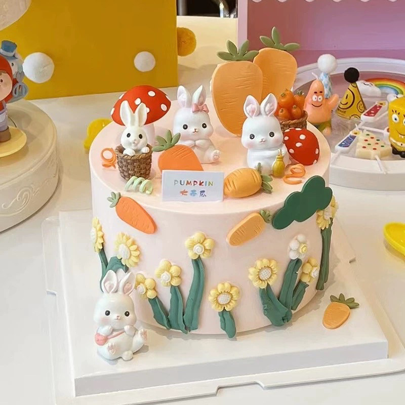 网红森系小兔子蛋糕装饰摆件胡萝卜兔宝宝男孩女孩生日甜品台装扮,淘宝优惠券,粉丝福利购,淘宝优惠卷
