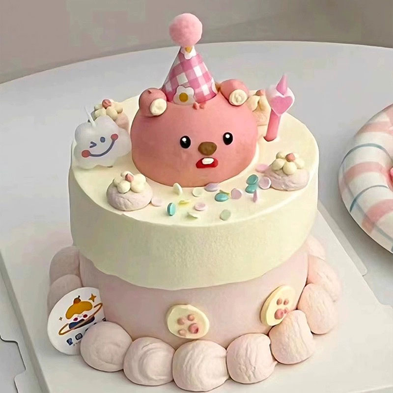 小红书同款loopy生日蛋糕装饰可爱小海里插件小海狸4寸蛋糕派对帽 - 图1