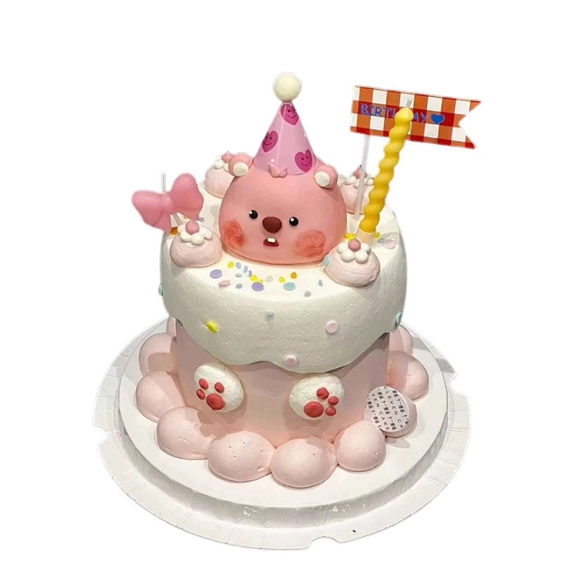 小红书同款loopy生日蛋糕装饰可爱小海里插件小海狸4寸蛋糕派对帽 - 图3