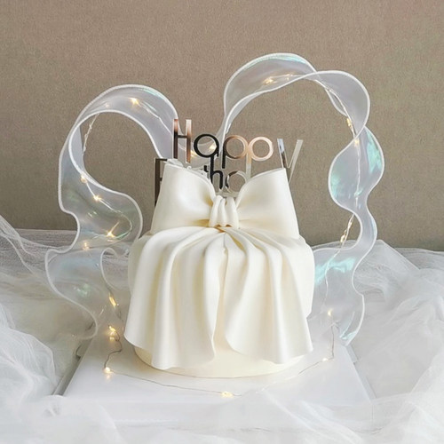 仙女蛋糕装饰网红女神蝴蝶结网纱铁丝飘带蝴蝶羽毛小仙女烘焙插件 - 图0