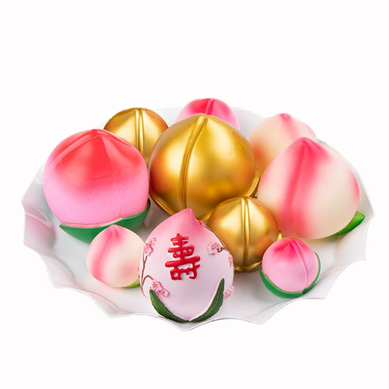 10个装寿桃生日蛋糕装饰摆件桃子祝寿蛋糕装扮寿公寿婆烘焙蛋糕