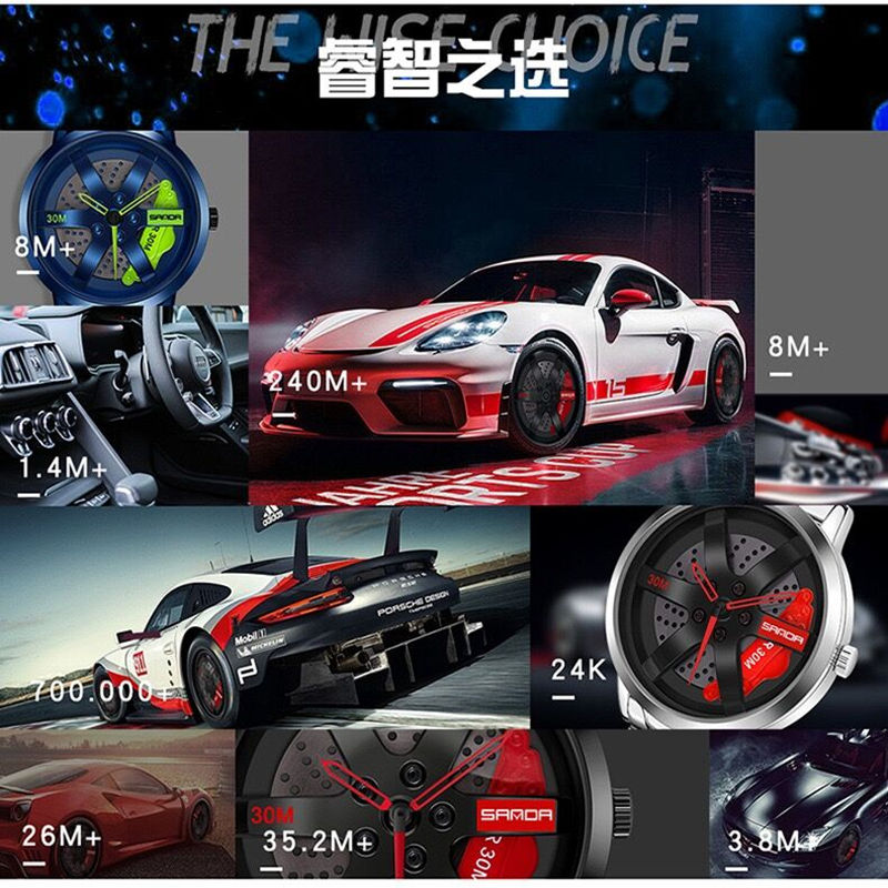 轮毂手表男士立体镂空旋转te汽车改装37机械液压学生潮流男式卡钳 - 图3