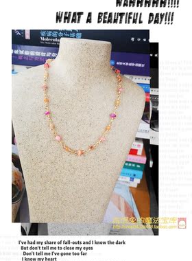小香风韩版手工饰品粉色短款项链