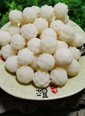 白玉菩提根佛珠手串花菩提根带皮雕刻莲花手链菩提子多宝菩提饰品