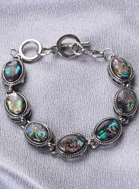 欧美时尚天然鲍鱼贝壳手链饰品 水滴圆形鲍鱼贝手链手饰厂家