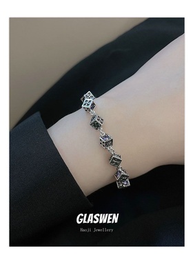 重工直播爆款复古彩色锆石骰子手链女生小众高级感辣妹饰品